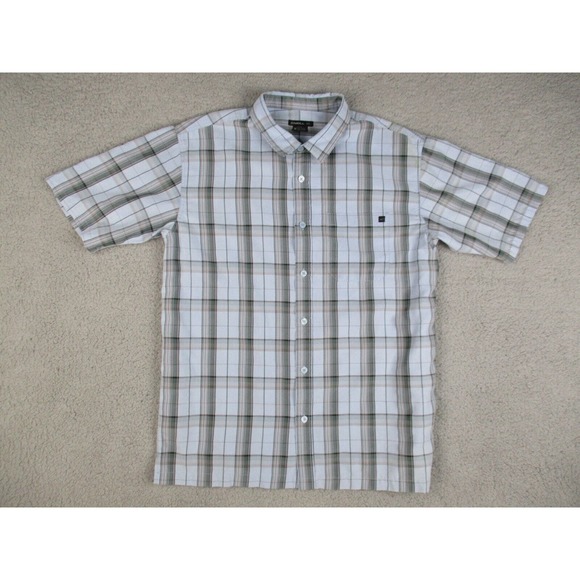 Oneill Shirt Mens Medium Blue Plaid Button Down Short‎ Sleeve Pocket - Picture 1 of 12